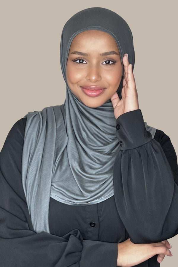 Pre-Sewn Jersey Hijab-Pebble Grey