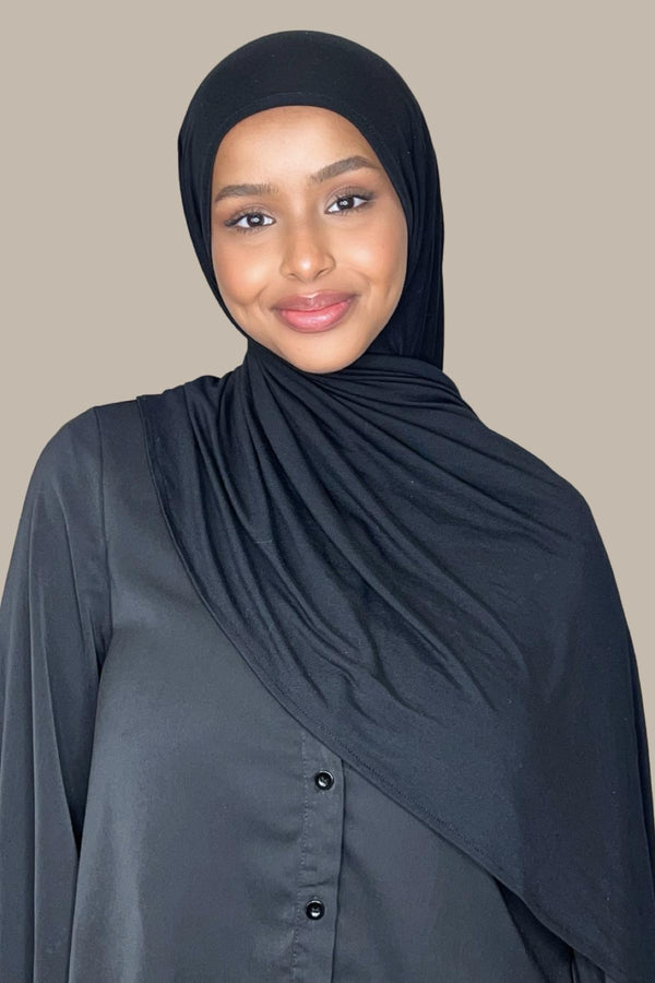 Instant Premium Jersey Hijab-Black