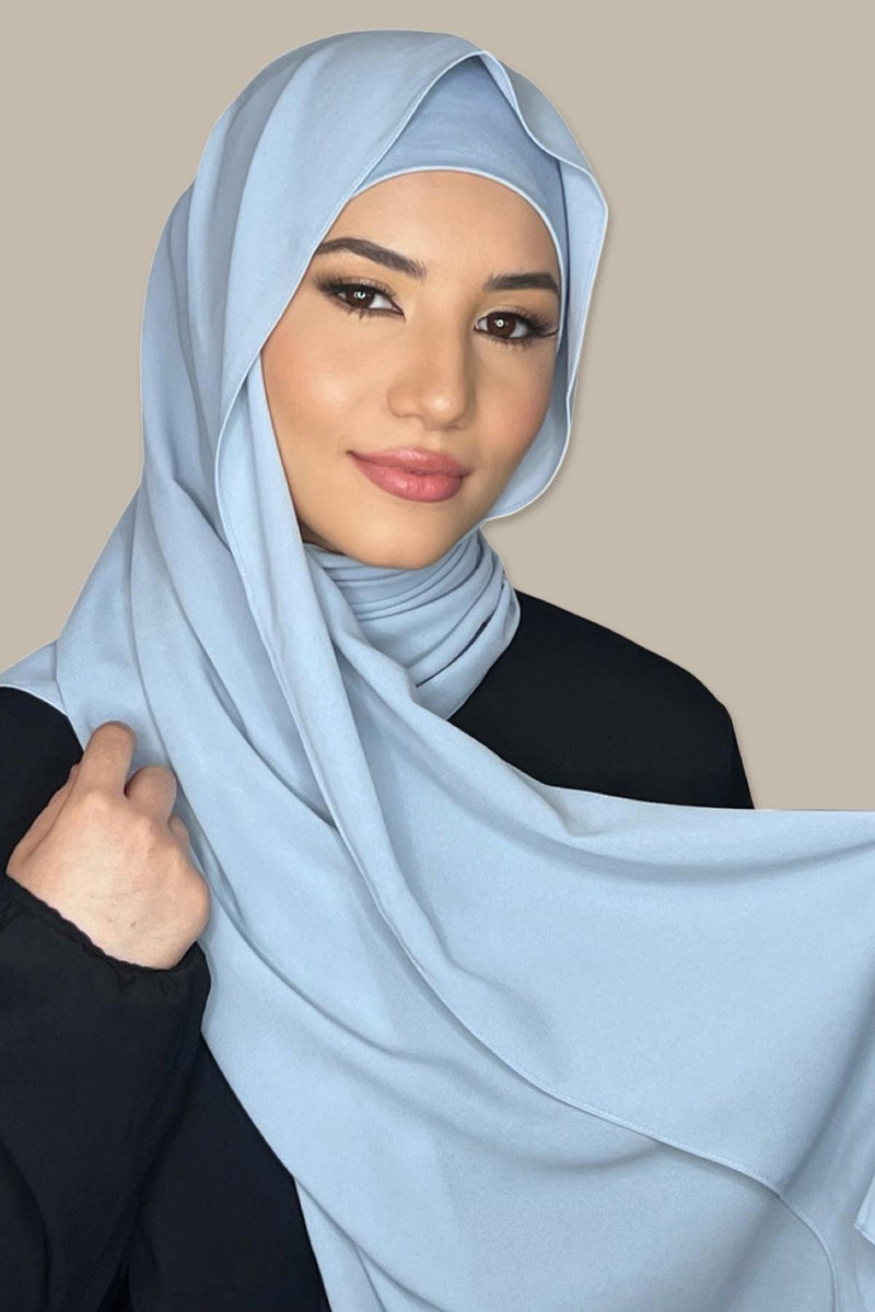 Matching Chiffon Hijab Set-Blue Jean