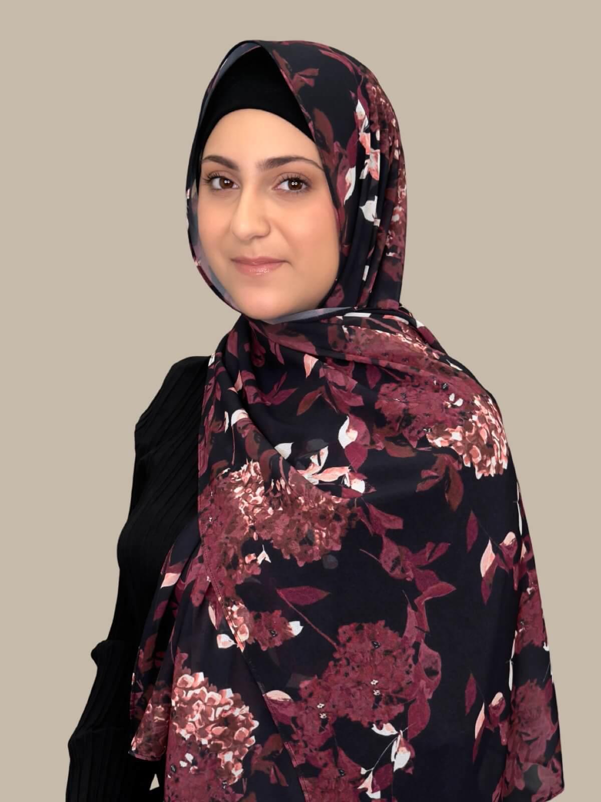Modish Girl Printed Chiffon Hijab-Wild Orchid