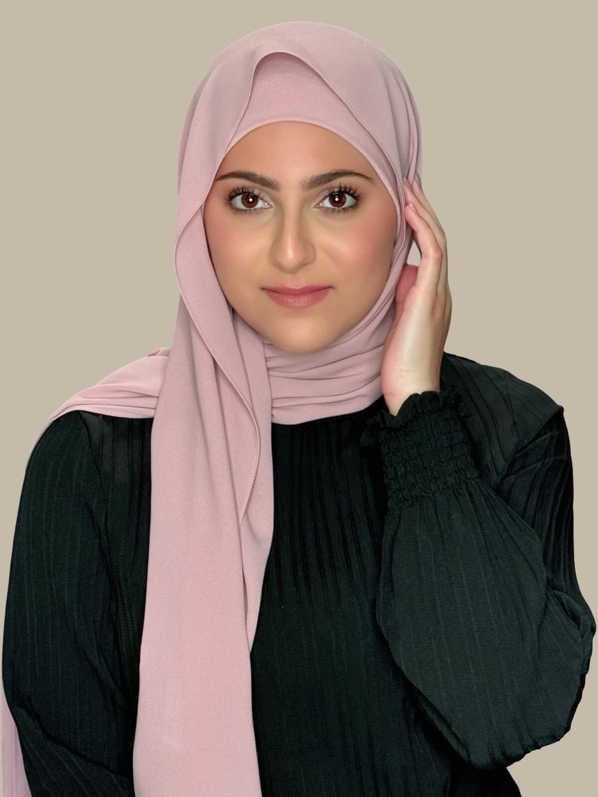 Modish Girl Matching Chiffon Hijab Set-Blush Rose