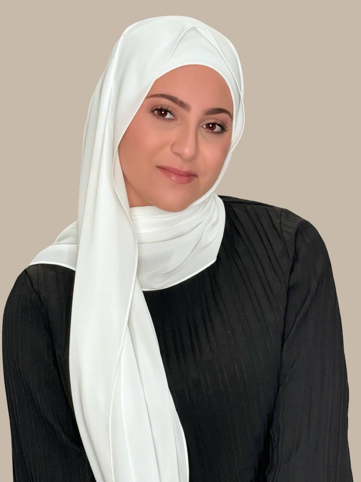 Modish Girl Matching Chiffon Hijab Set-White