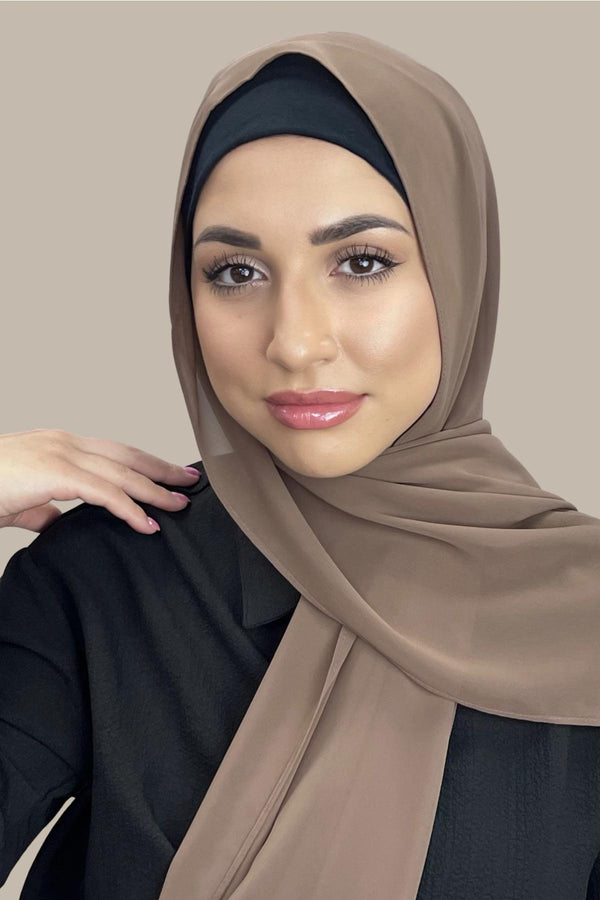 Luxury Chiffon Hijab-Walnut Brown