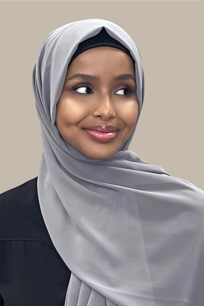 Luxury Chiffon Hijab-Fossil Grey