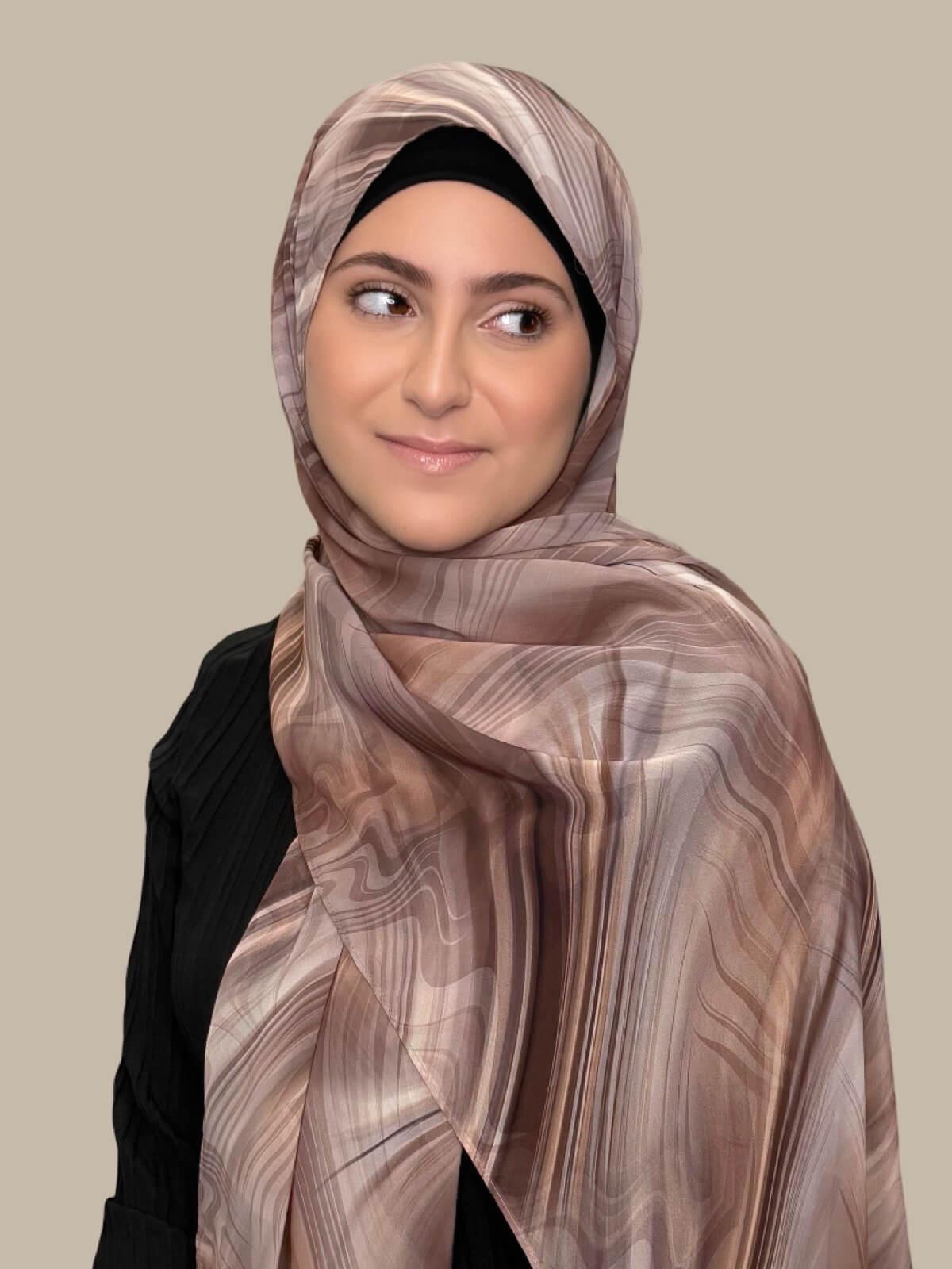 Modish Girl Printed Chiffon Hijab-Savanna Stripes