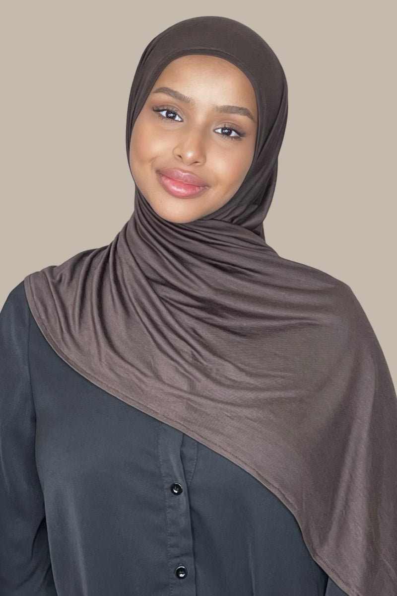 Instant Premium Jersey Hijab-Chocolate Brown