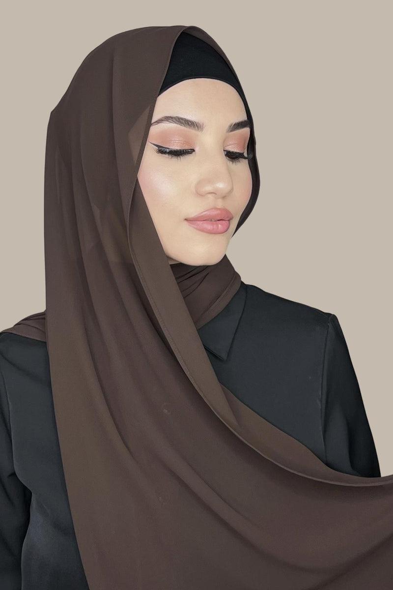 Luxury Chiffon Hijab-Brown