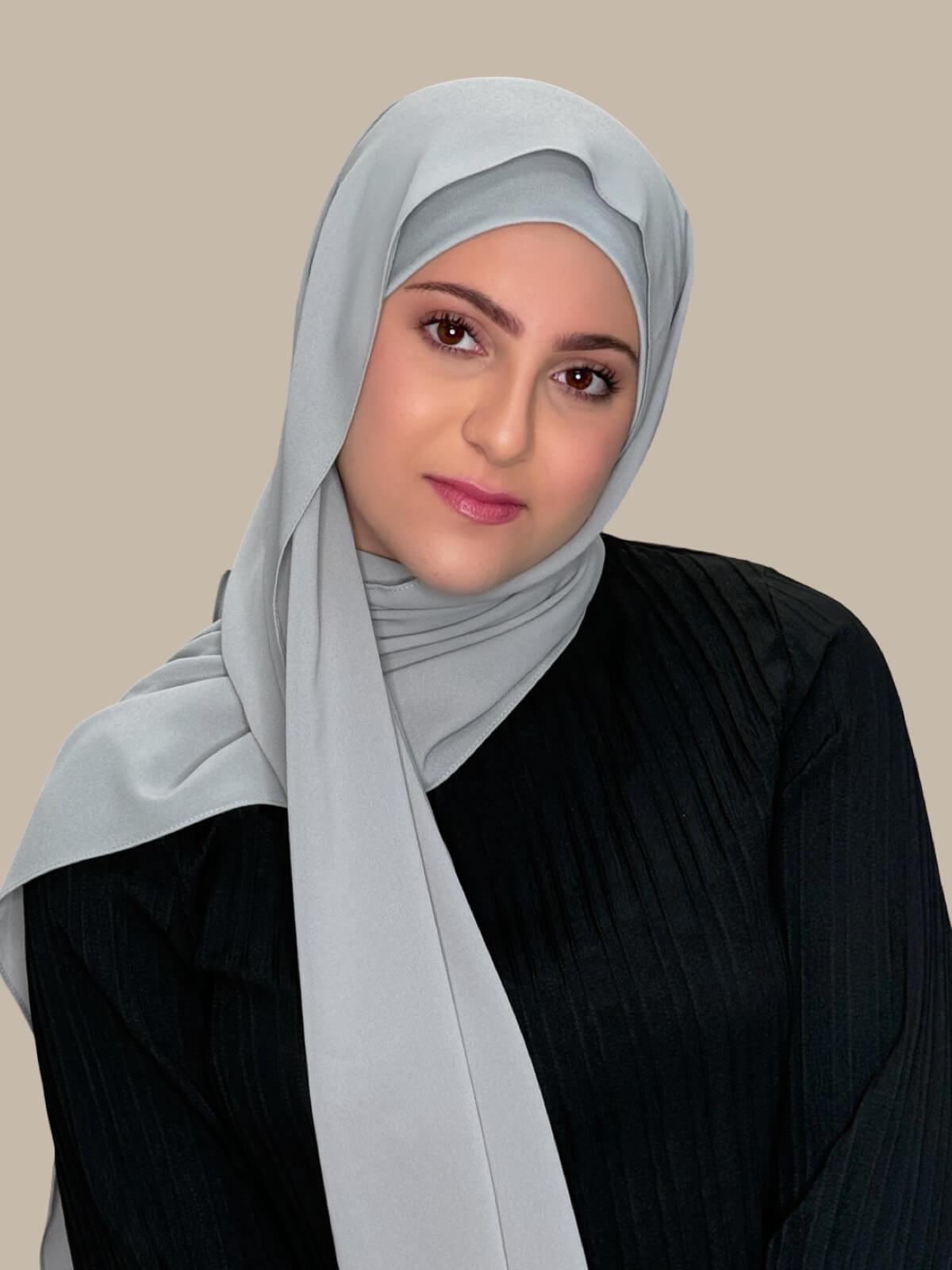 Modish Girl Matching Chiffon Hijab Set-Dolphin Gray