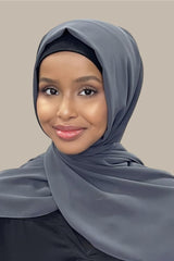 Luxury Chiffon Hijab-Pebble Grey