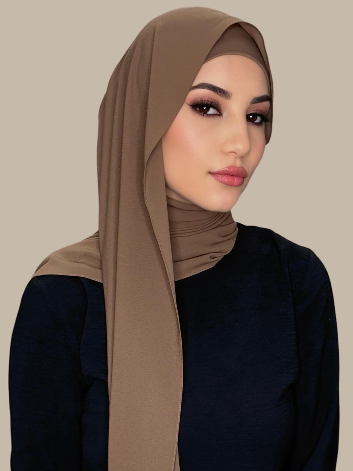 Matching Chiffon Hijab Set-Walnut Brown