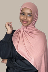 Instant Premium Jersey Hijab-Wood Rose