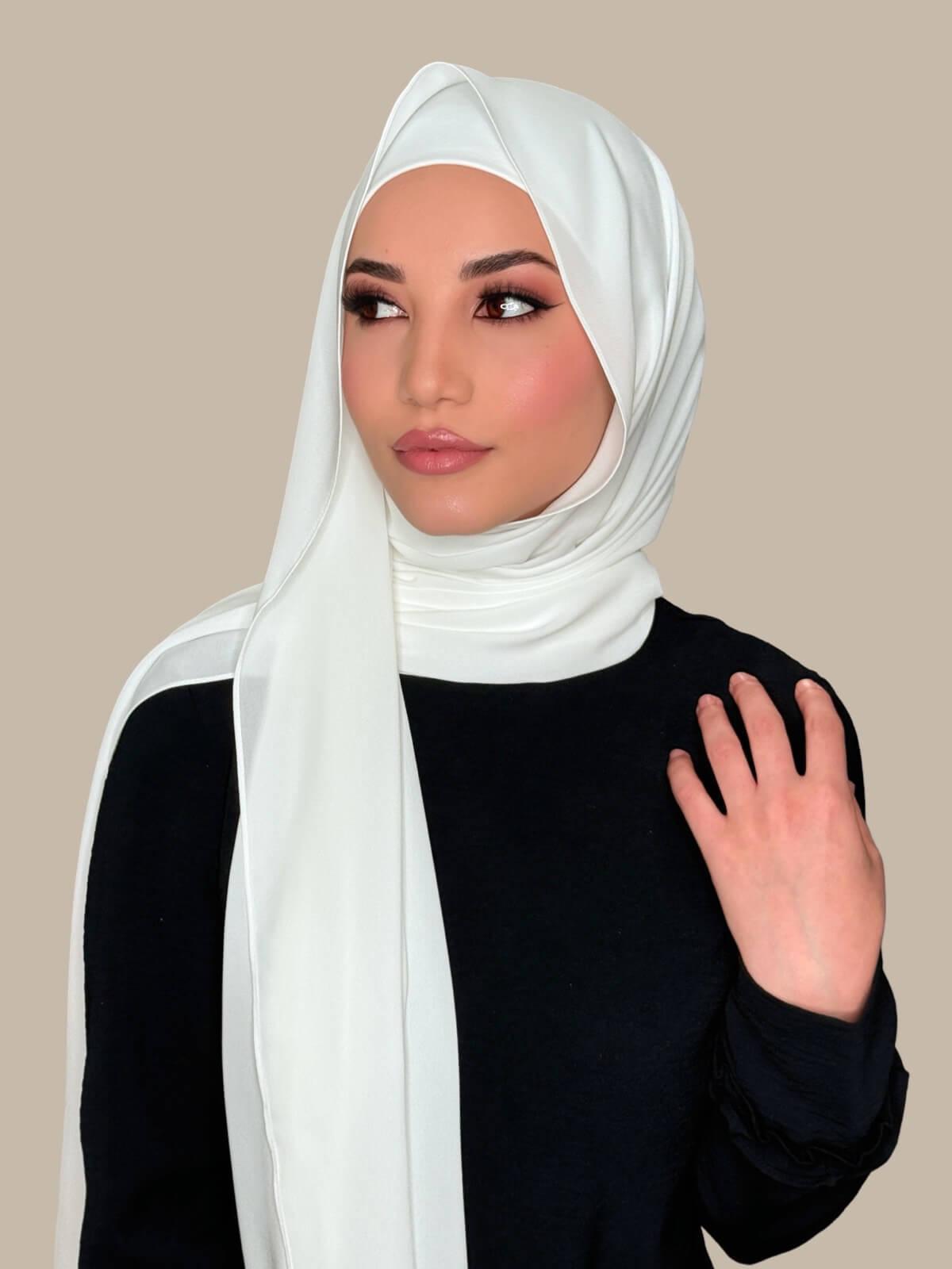 Matching Chiffon Hijab Set-White