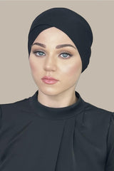 Premium Jersey Cross Front Underscarf-Black