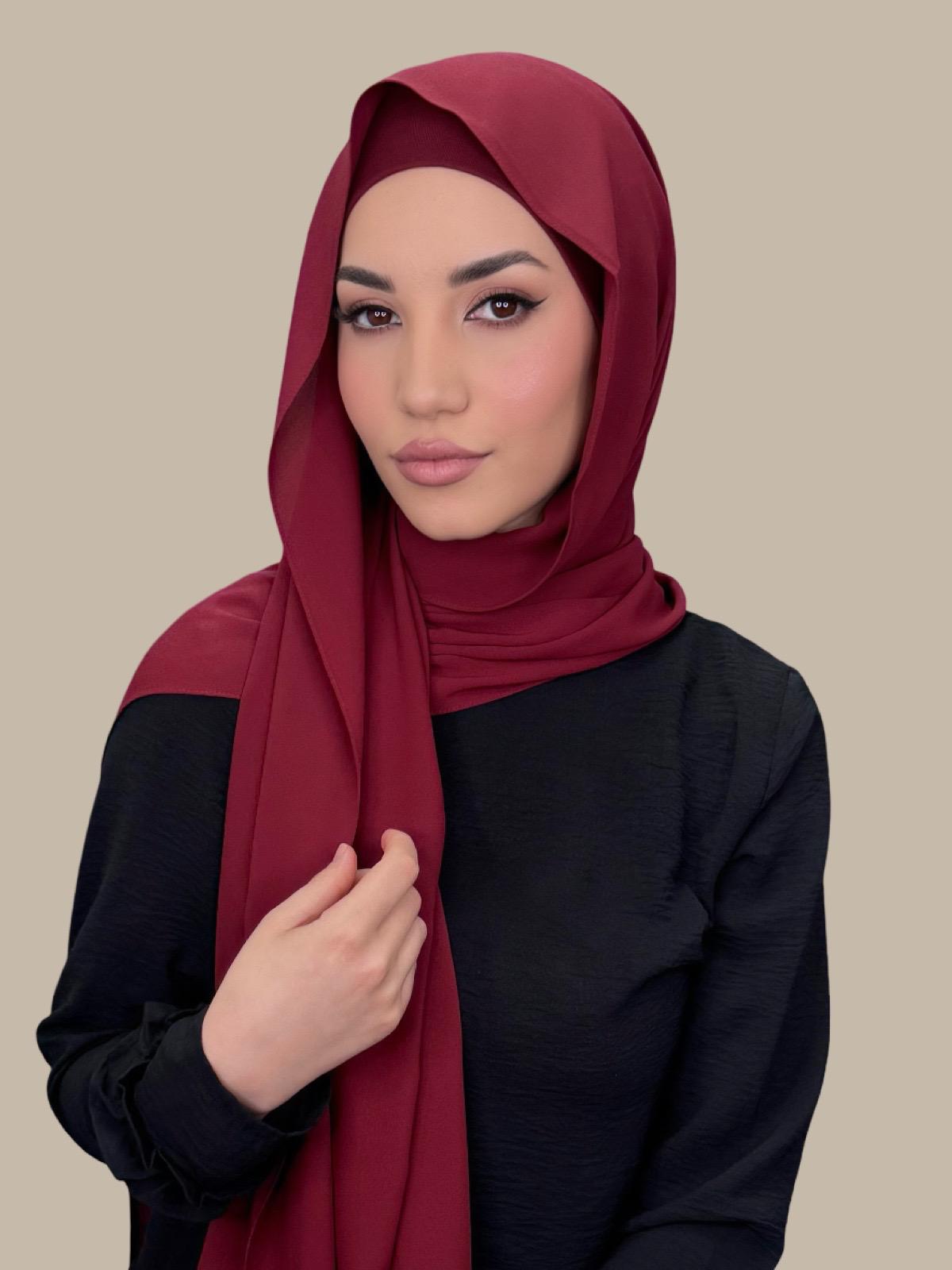 Matching Chiffon Hijab Set-Mahogany