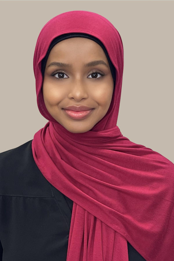 Classic Jersey Hijab-Berry Red
