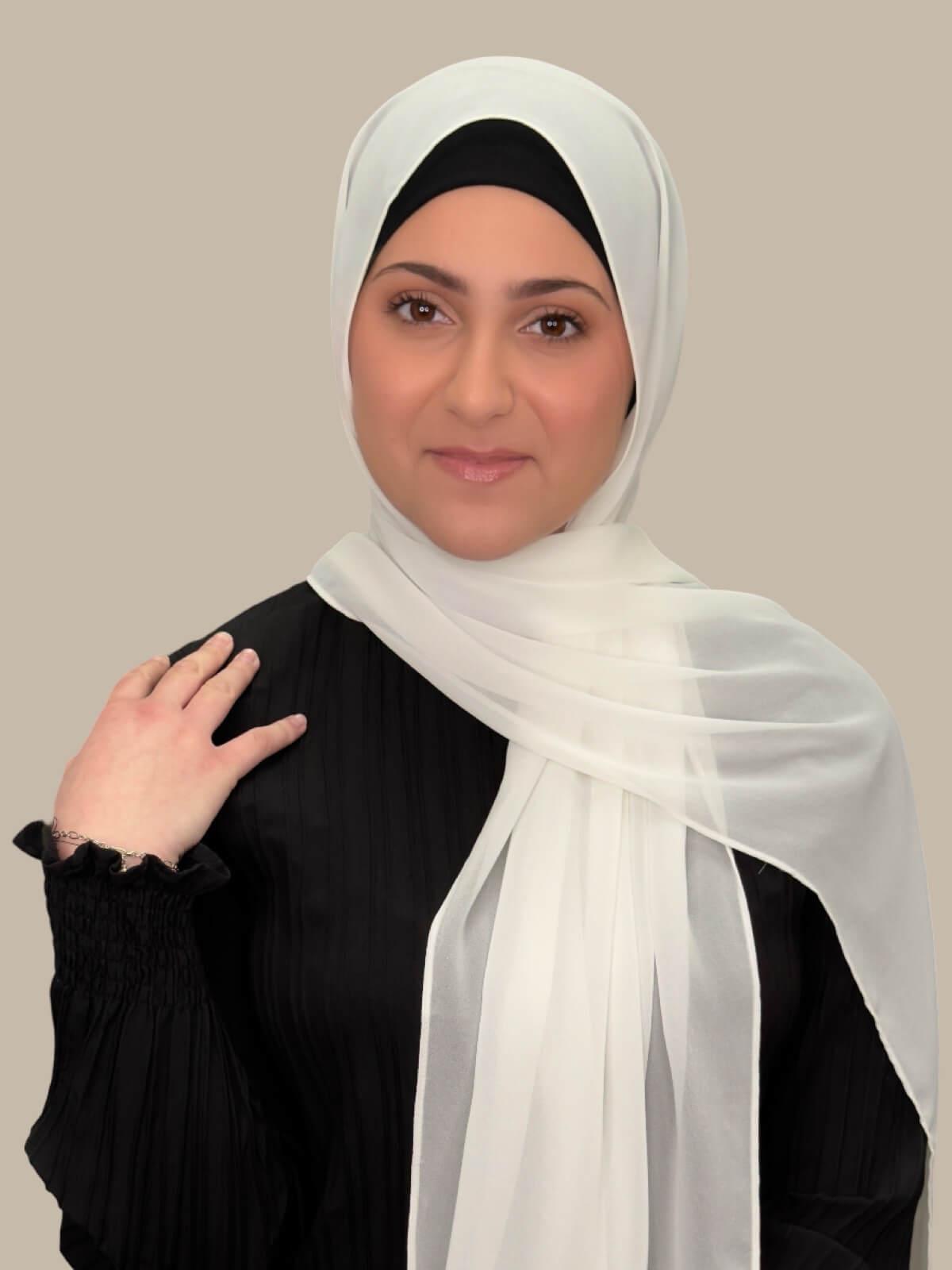 Modish Girl Luxury Chiffon Hijab-Floral White