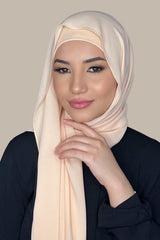 Matching Chiffon Hijab Set-Peach