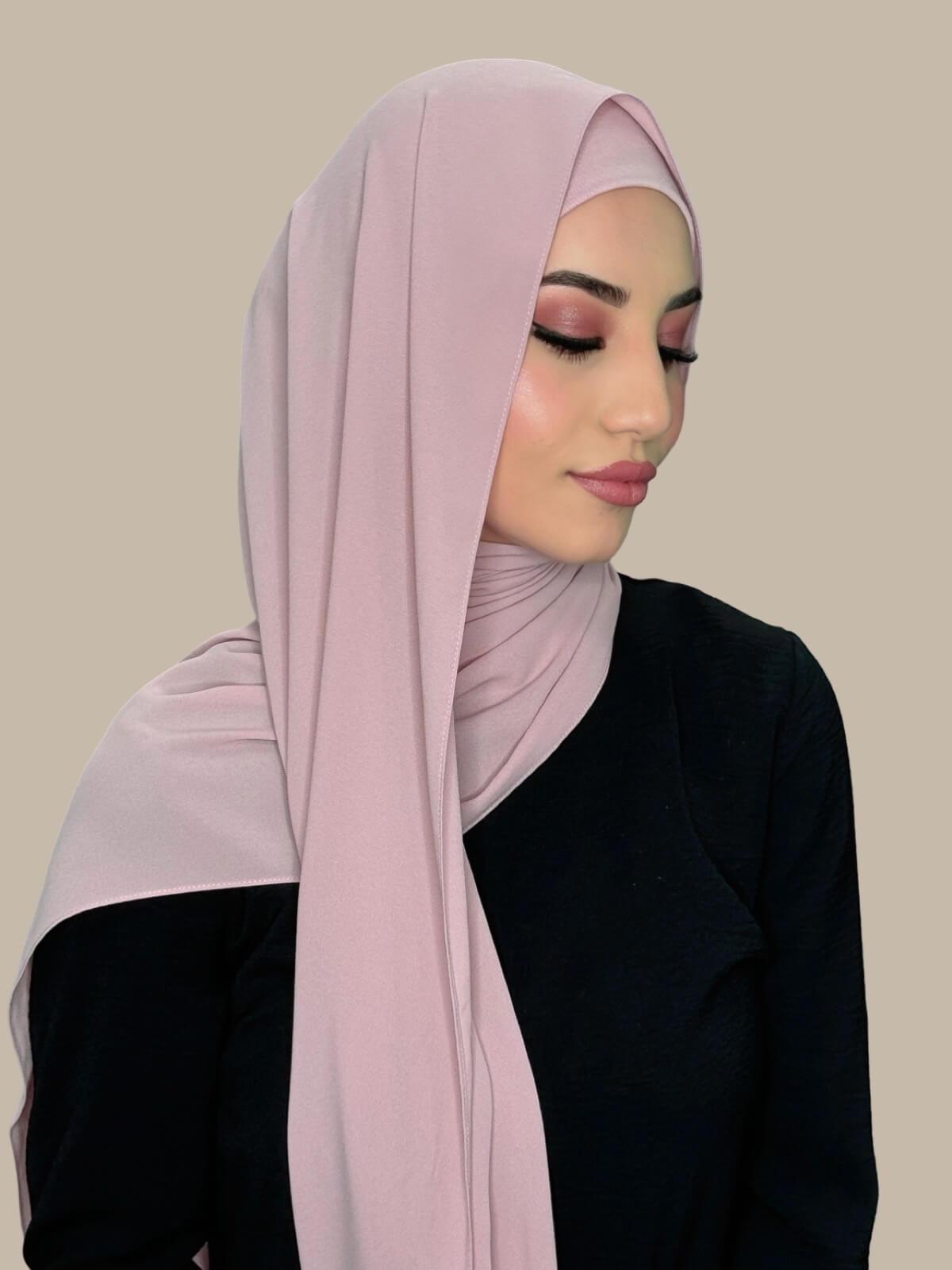 Matching Chiffon Hijab Set-Blush Rose