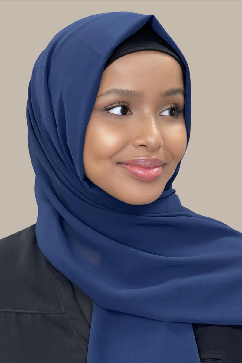 Classic Chiffon Hijab-Navy