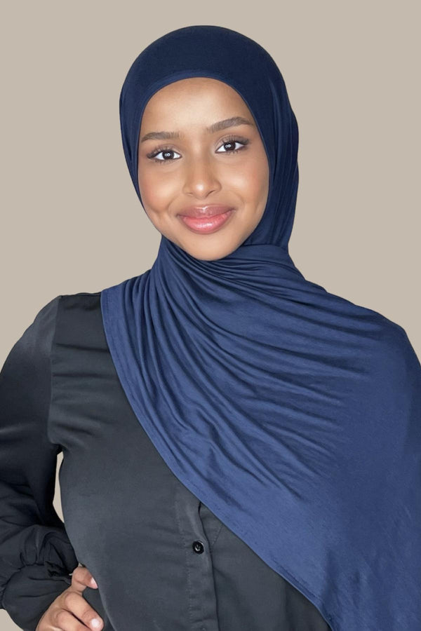 Instant Premium Jersey Hijab-Navy