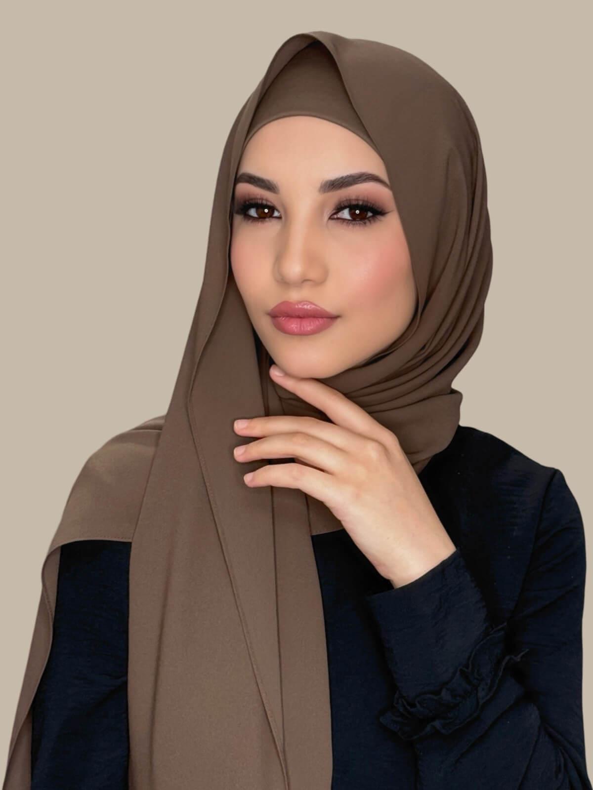Matching Chiffon Hijab Set-Swiss Brown
