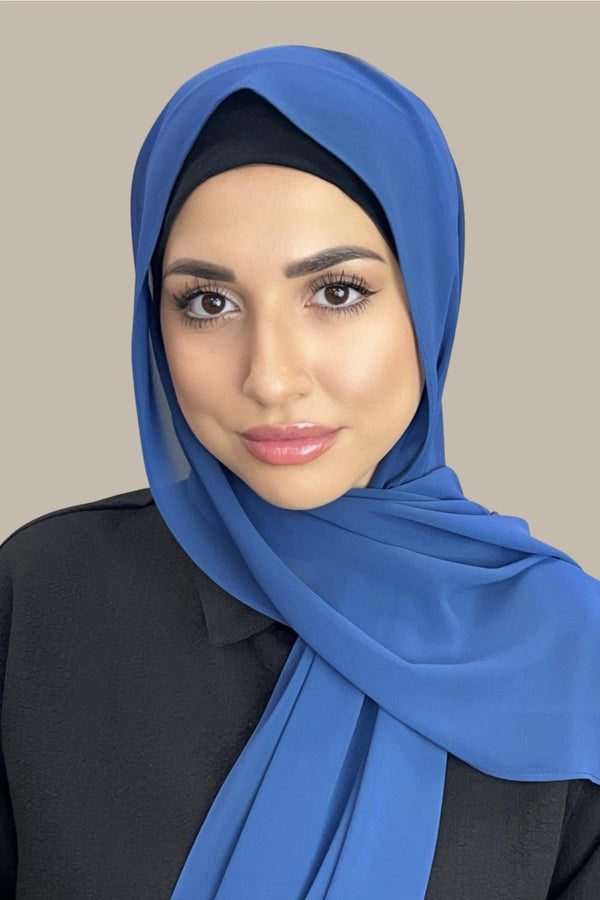 Luxury Chiffon Hijab-Blue Jay