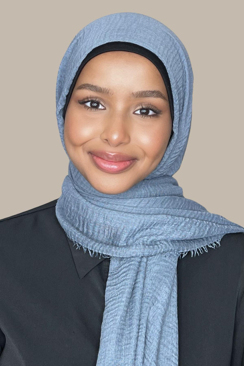 Classic Cotton Hijab-Blue Grey