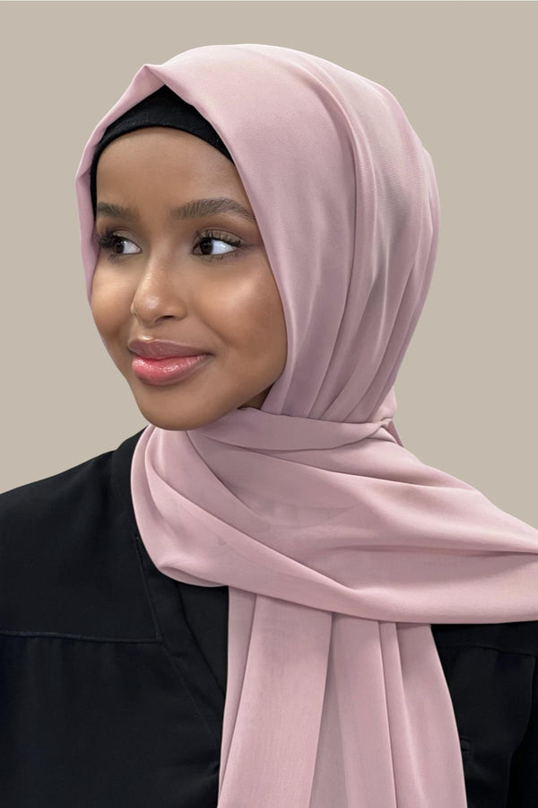 Luxury Chiffon Hijab-Dusty Rose