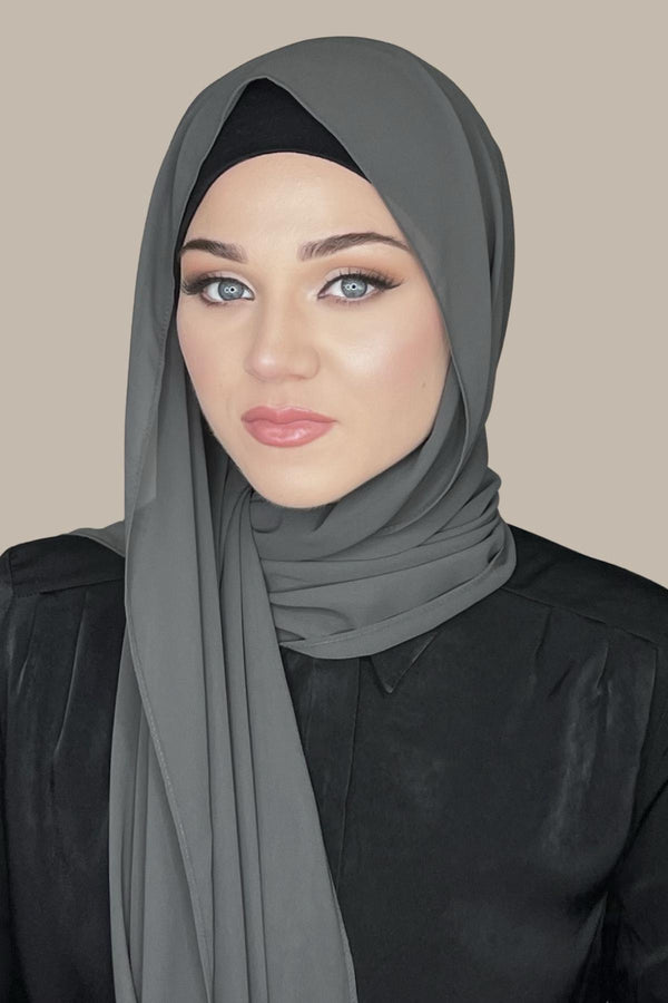 Luxury Chiffon Hijab-Ash Grey