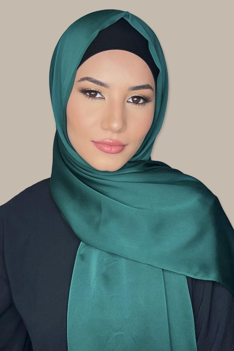 Classic Satin Hijab-Dark Green