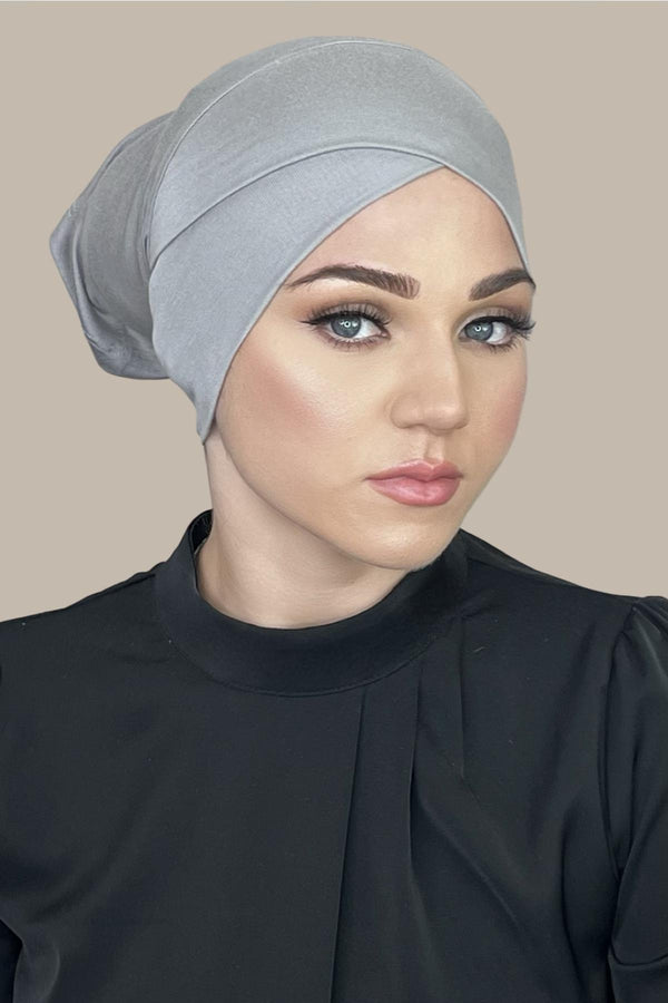 Premium Jersey Cross Front Underscarf-Chic Grey