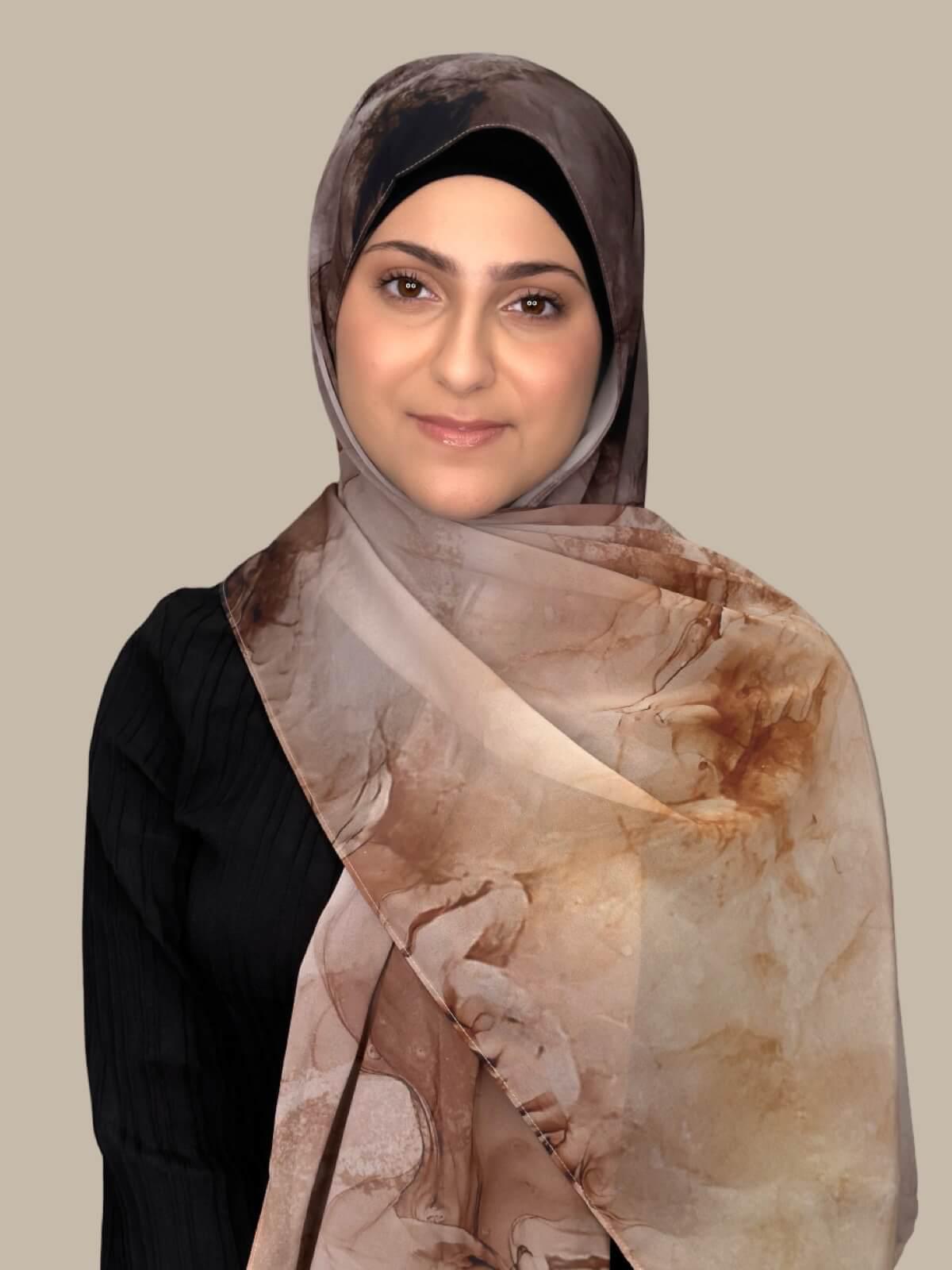 Modish Girl Printed Chiffon Hijab- Desert Dust