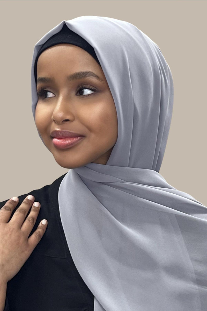 Luxury Chiffon Hijab-Gravity Grey