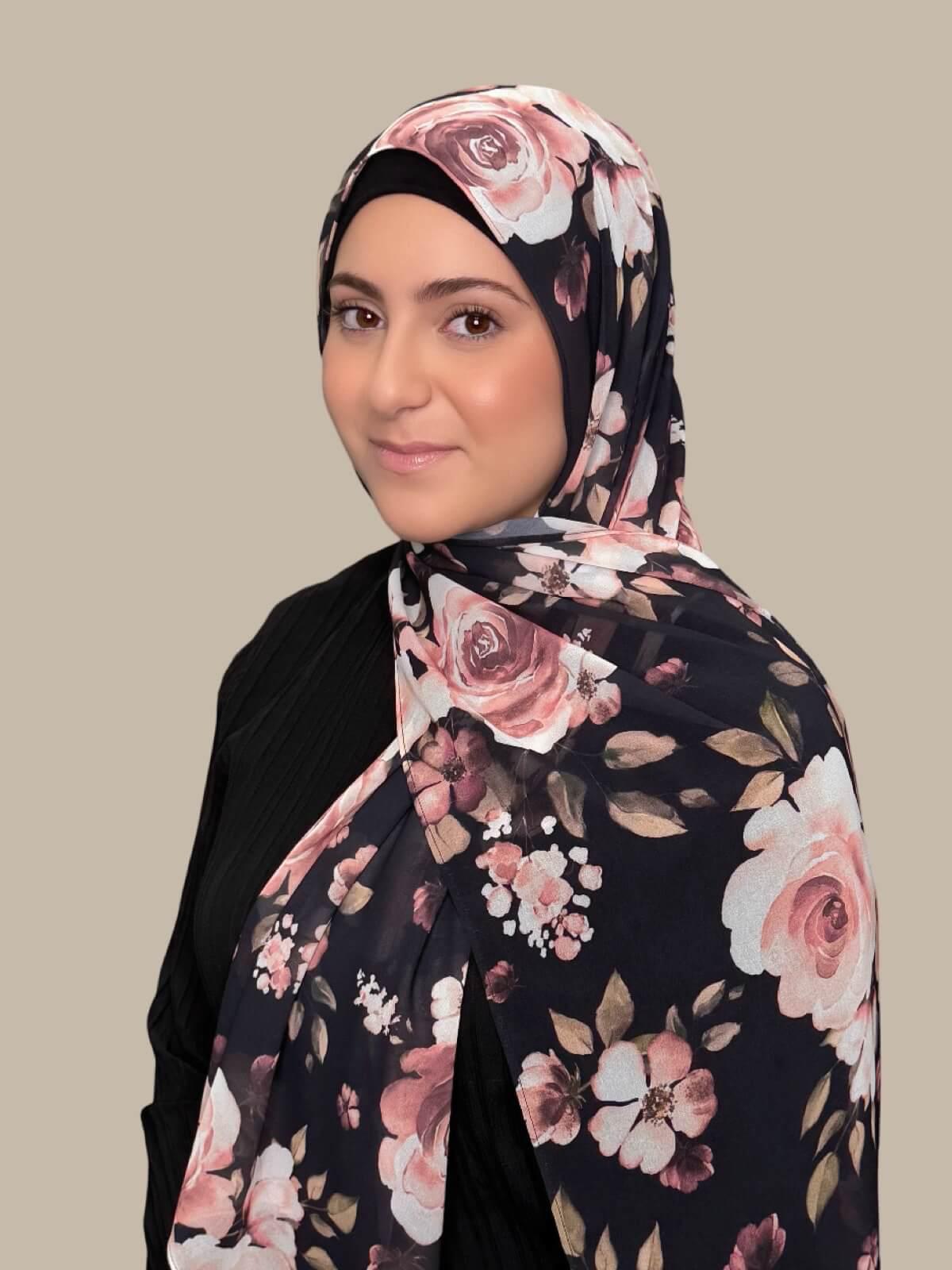 Modish Girl Printed Chiffon Hijab-Breathless Blossom