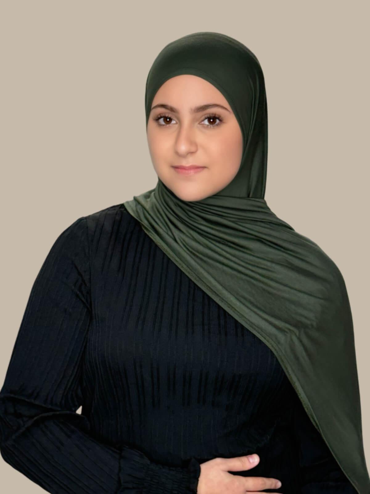 Modish Girl Pre-Sewn Jersey Hijab-Army Green