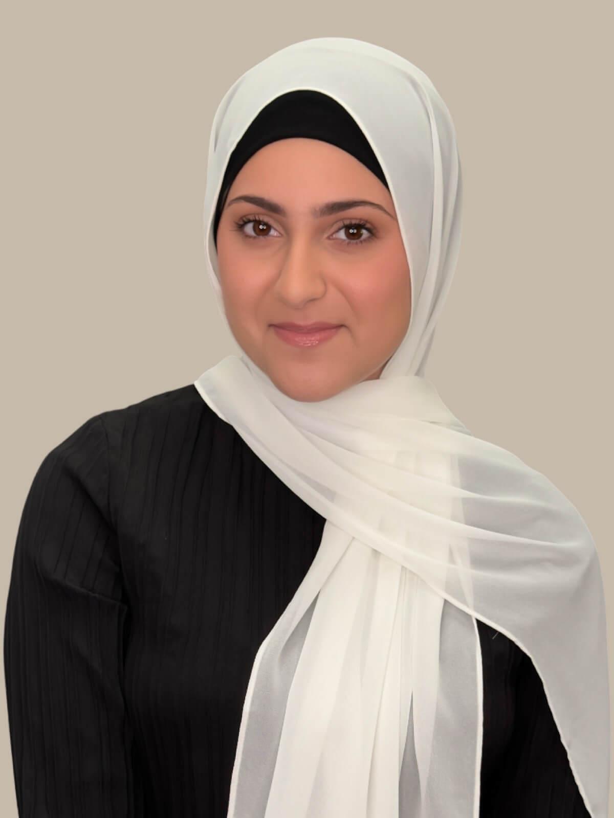 Modish Girl Luxury Chiffon Hijab-Floral White