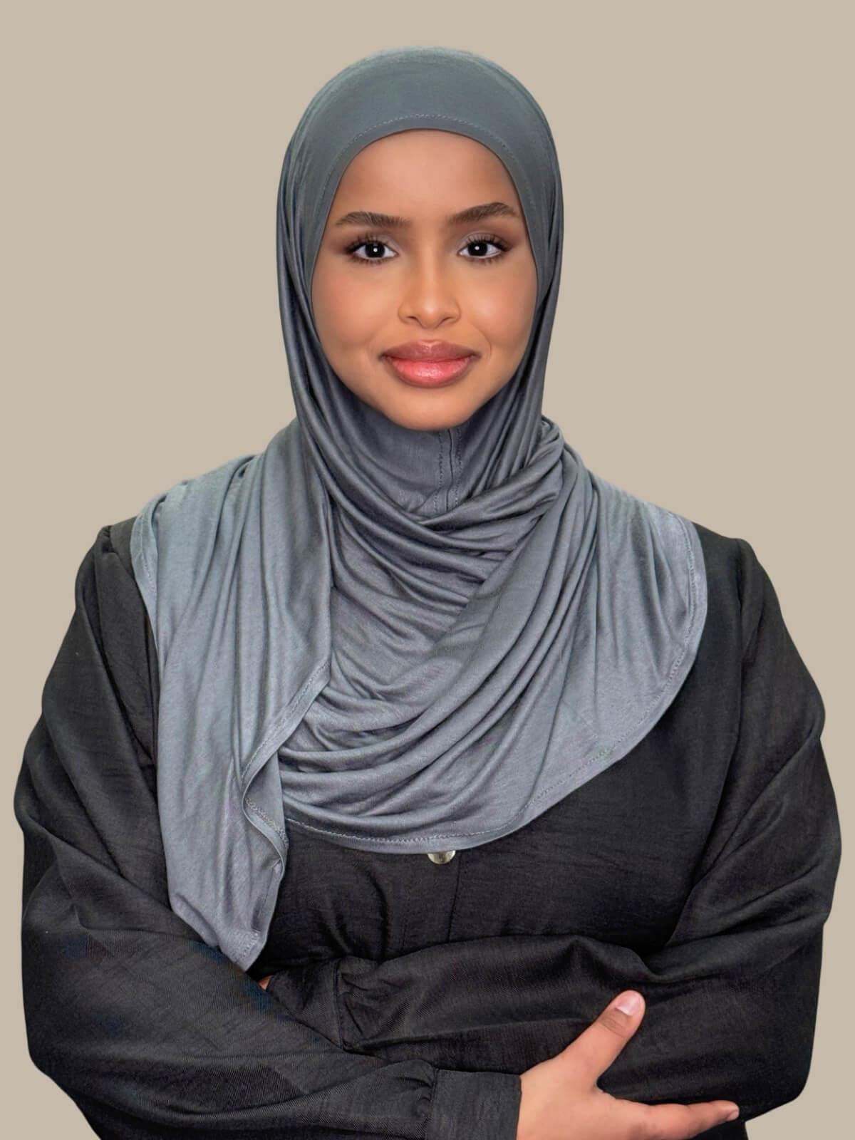Pre-Sewn Jersey Hijab-Pebble Grey