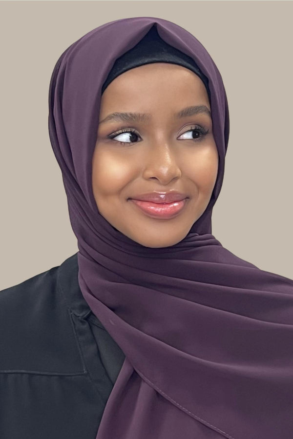Luxury Chiffon Hijab-Eggplant