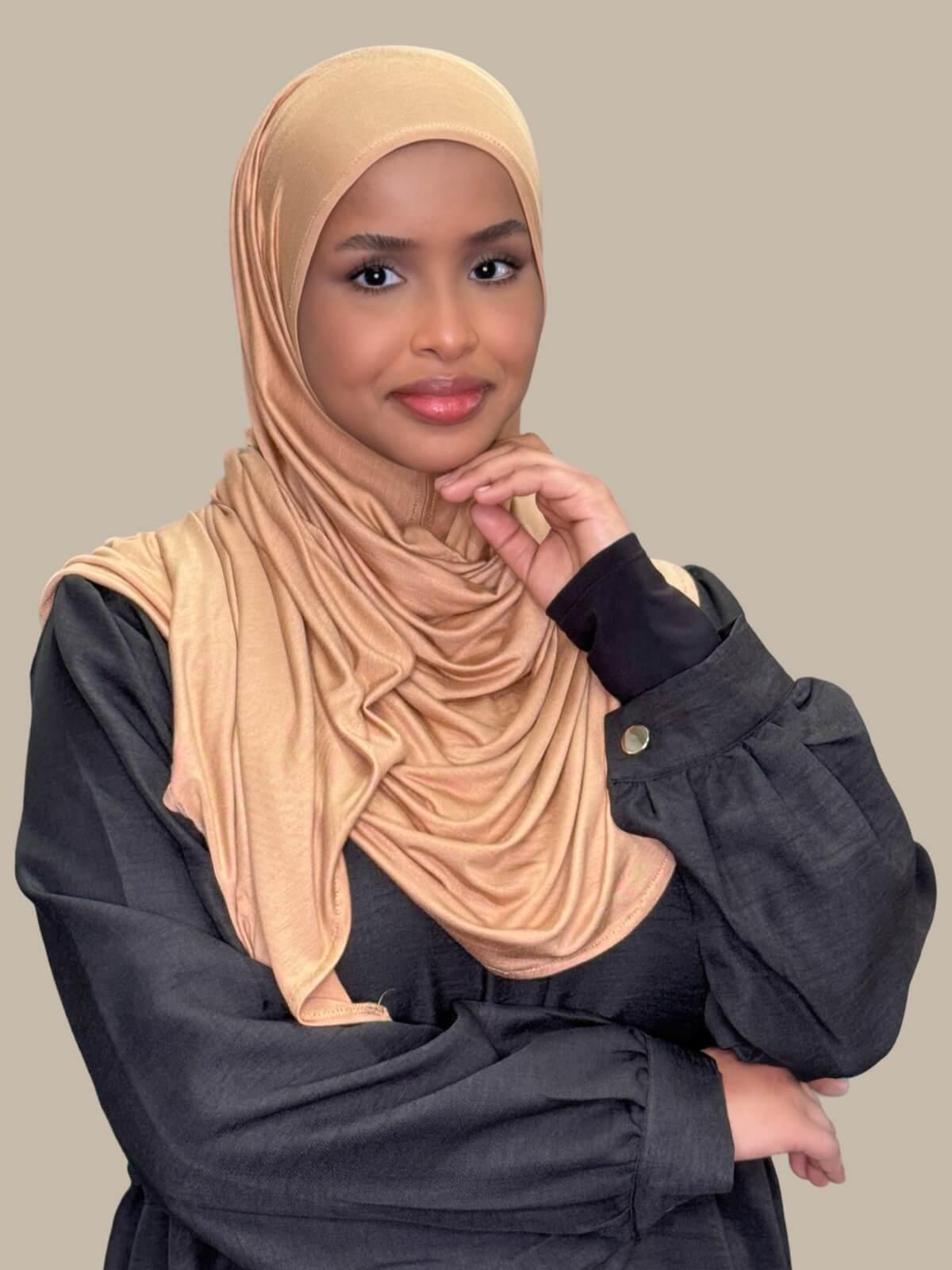 Pre-Sewn Jersey Hijab-Honey