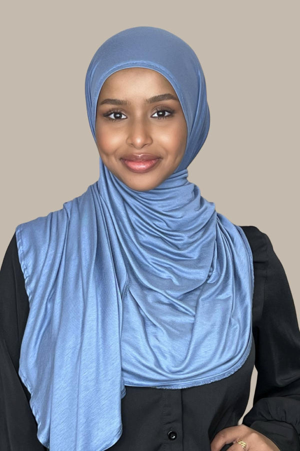 Instant Premium Jersey Hijab-Blue Grey