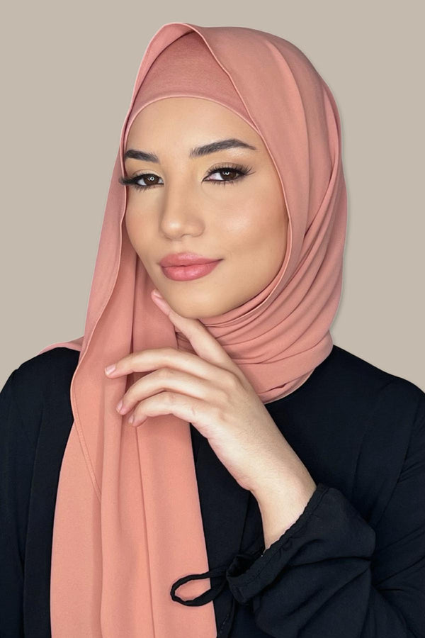 Matching Chiffon Hijab Set-Rose Wood