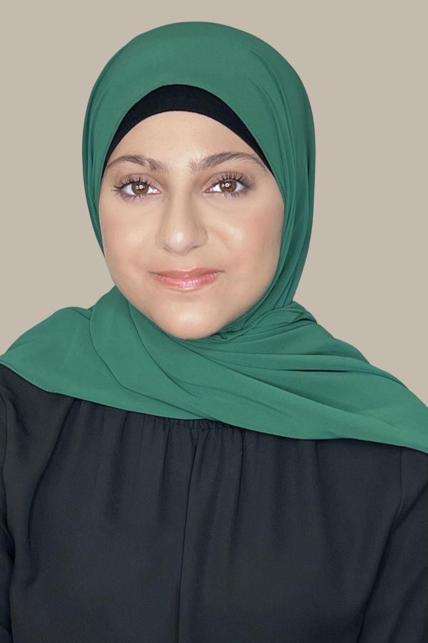 Modish Girl Luxury Chiffon Hijab-Forrest Green