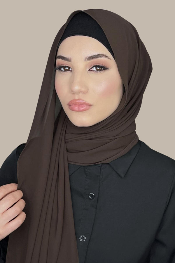 Luxury Chiffon Hijab-Brown