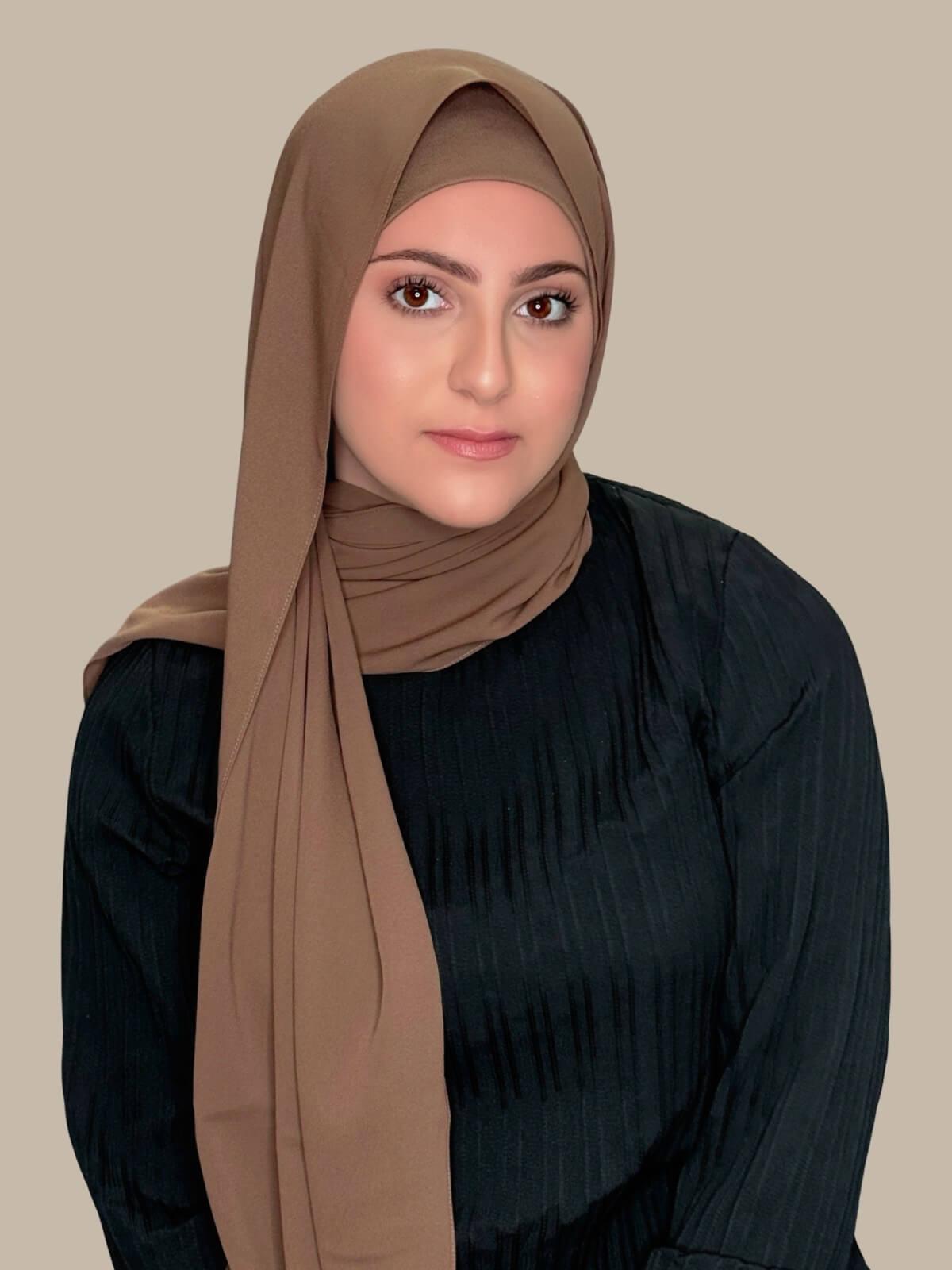 Modish Girl Matching Chiffon Hijab Set-Walnut Brown