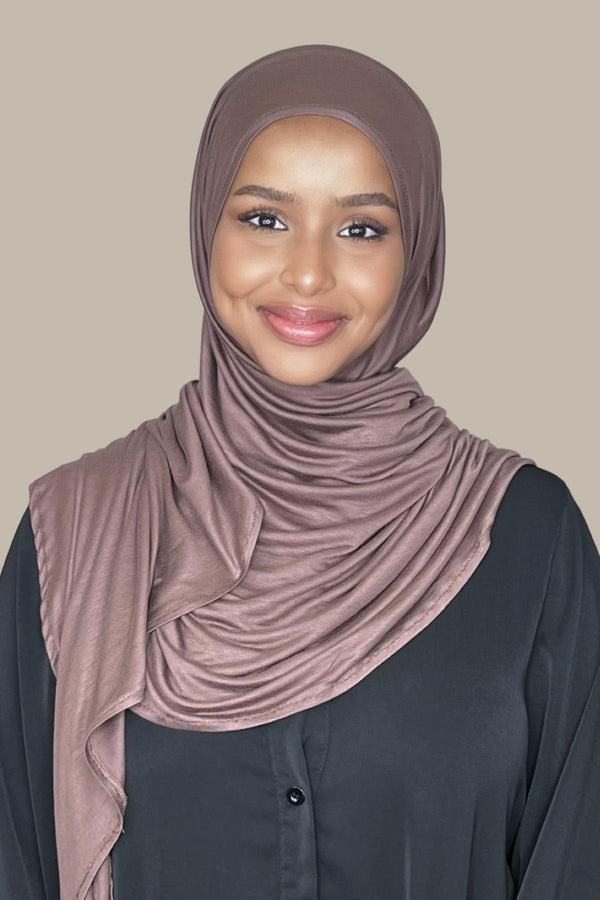 Pre-Sewn Jersey Hijab-Mocha Brown
