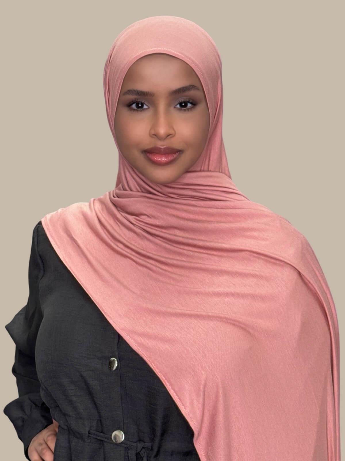 Pre-Sewn Jersey Hijab-Wood Rose