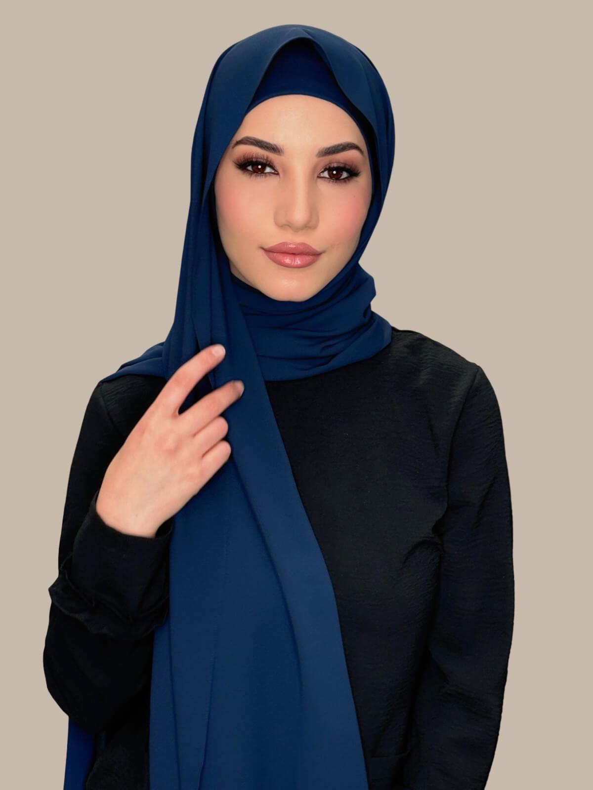 Matching Chiffon Hijab Set-Navy