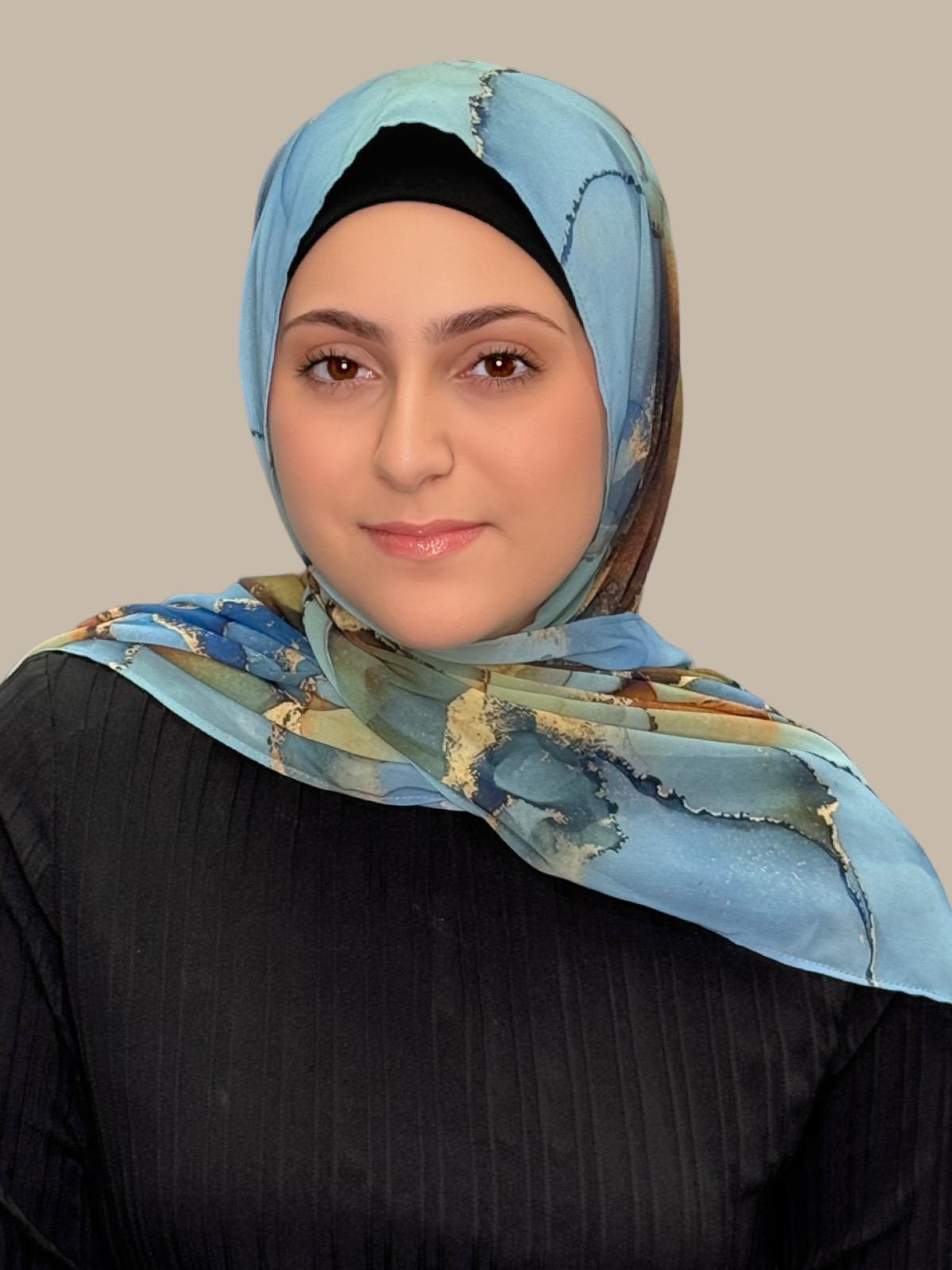 Modish Girl Printed Chiffon Hijab- Deep Horizon