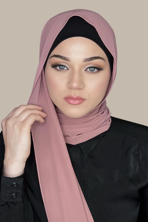 Luxury Chiffon Hijab- Rosey Brown