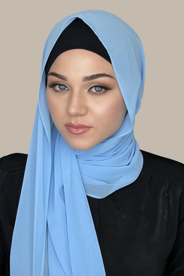 Luxury Chiffon Hijab-Arctic Blue